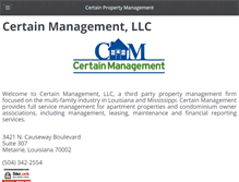 Tablet Screenshot of certainmanagement.com